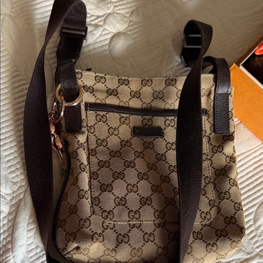 Gucci Tan and Brown Monogram Shoulder Bag - Picture 11 of 14
